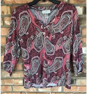 Emma & Olive Women’s Rose and Gray Paisley Blouse Size Medium